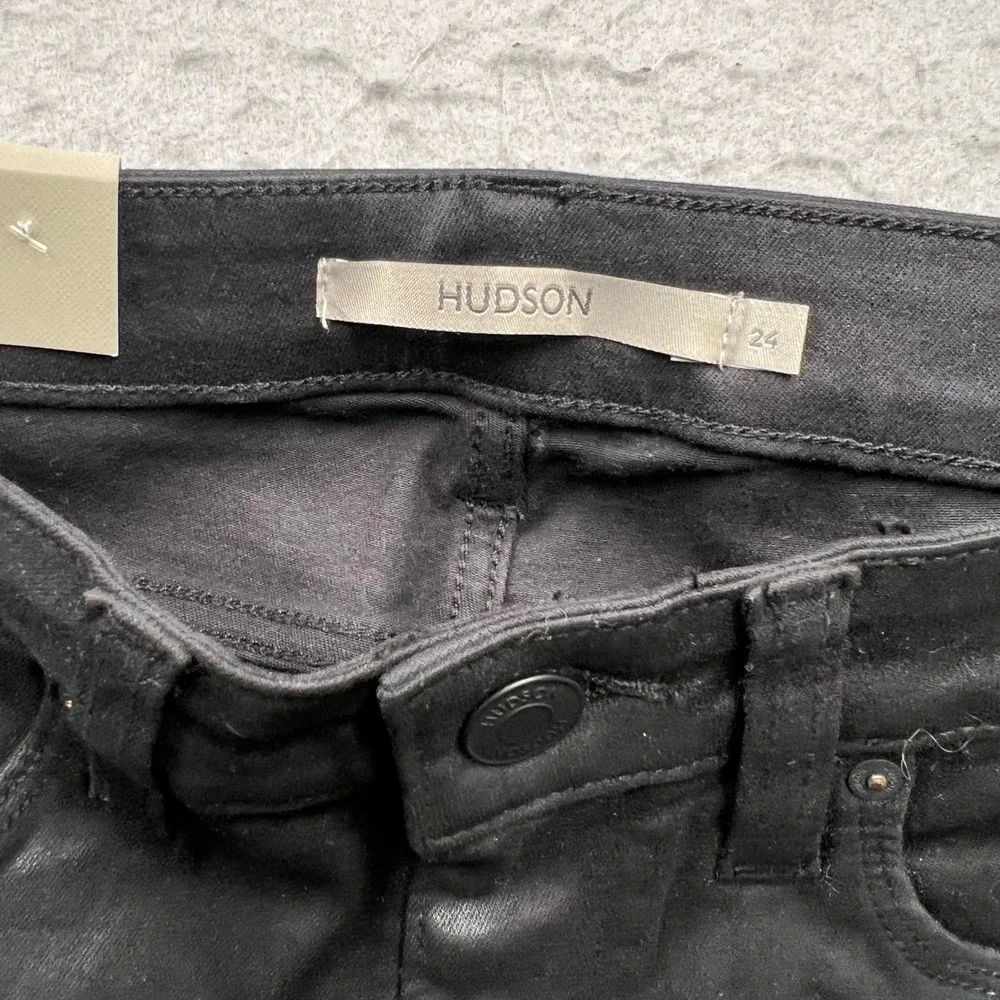 Hudson Nico Mid-Rise Straight Ankle Coated Black Jeans Womens 24 GWFBB11291